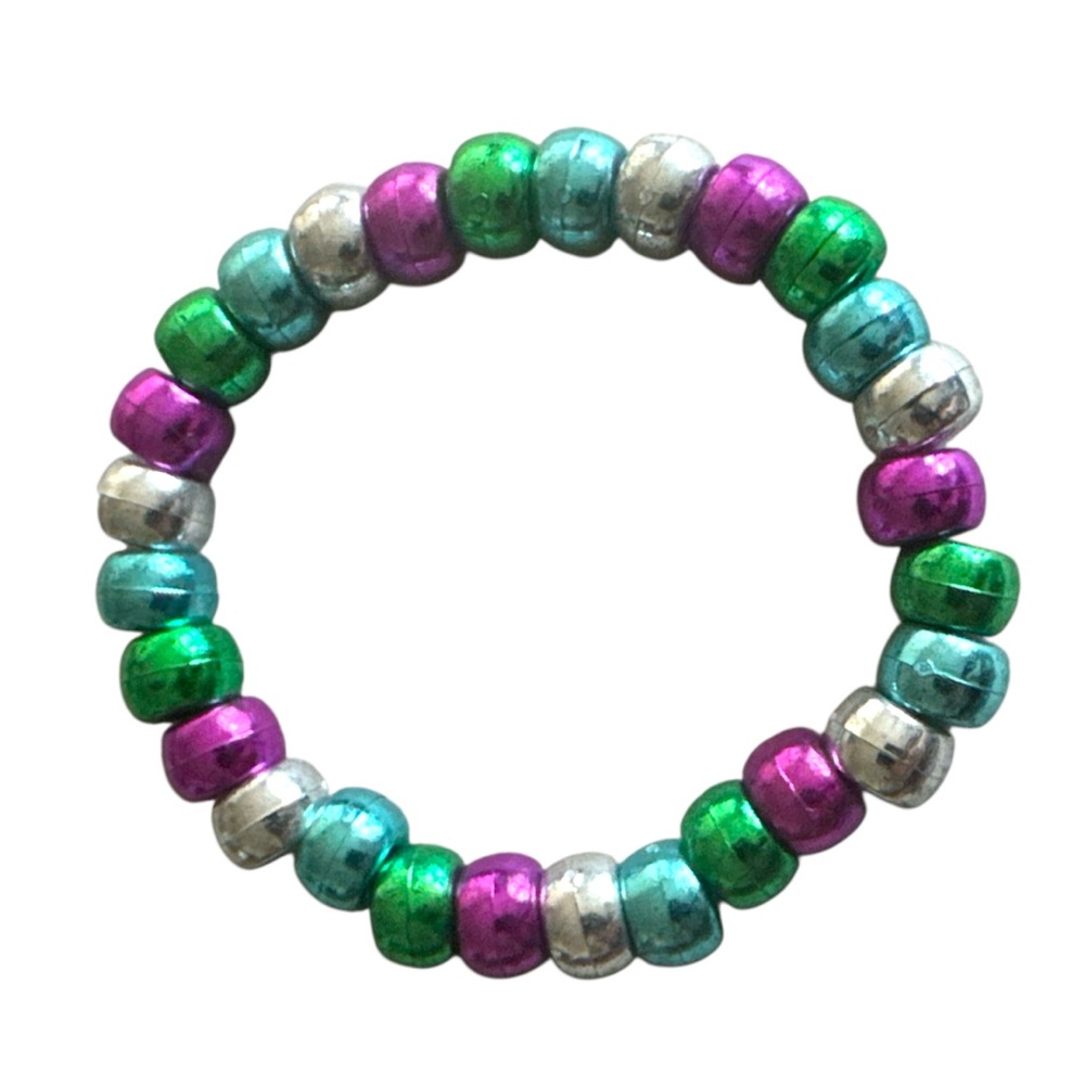 3 FOR $10 HANDCRAFTED Colourful Metallic Pony Beaded Bracelet